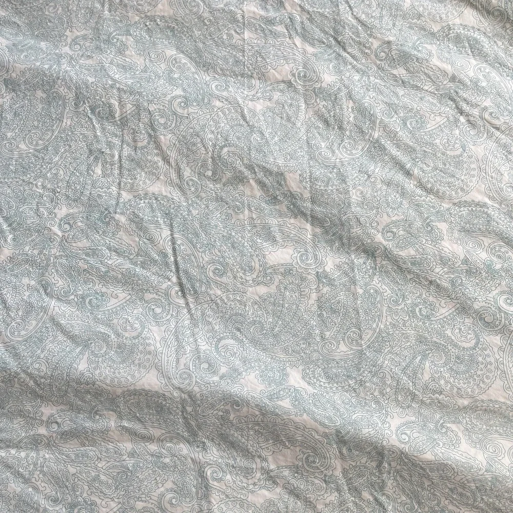 Ralph Lauren Queen Sheet Paisley Flat Bedding Teal Aqua Blue On‎ White Cotton